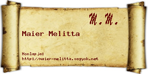 Maier Melitta névjegykártya